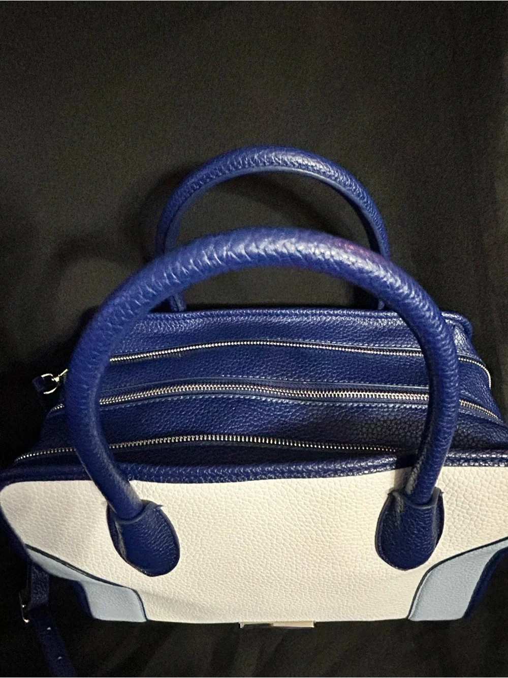 Nine West Women's Two-Tone Blue & White Structured Satchel Handbag
